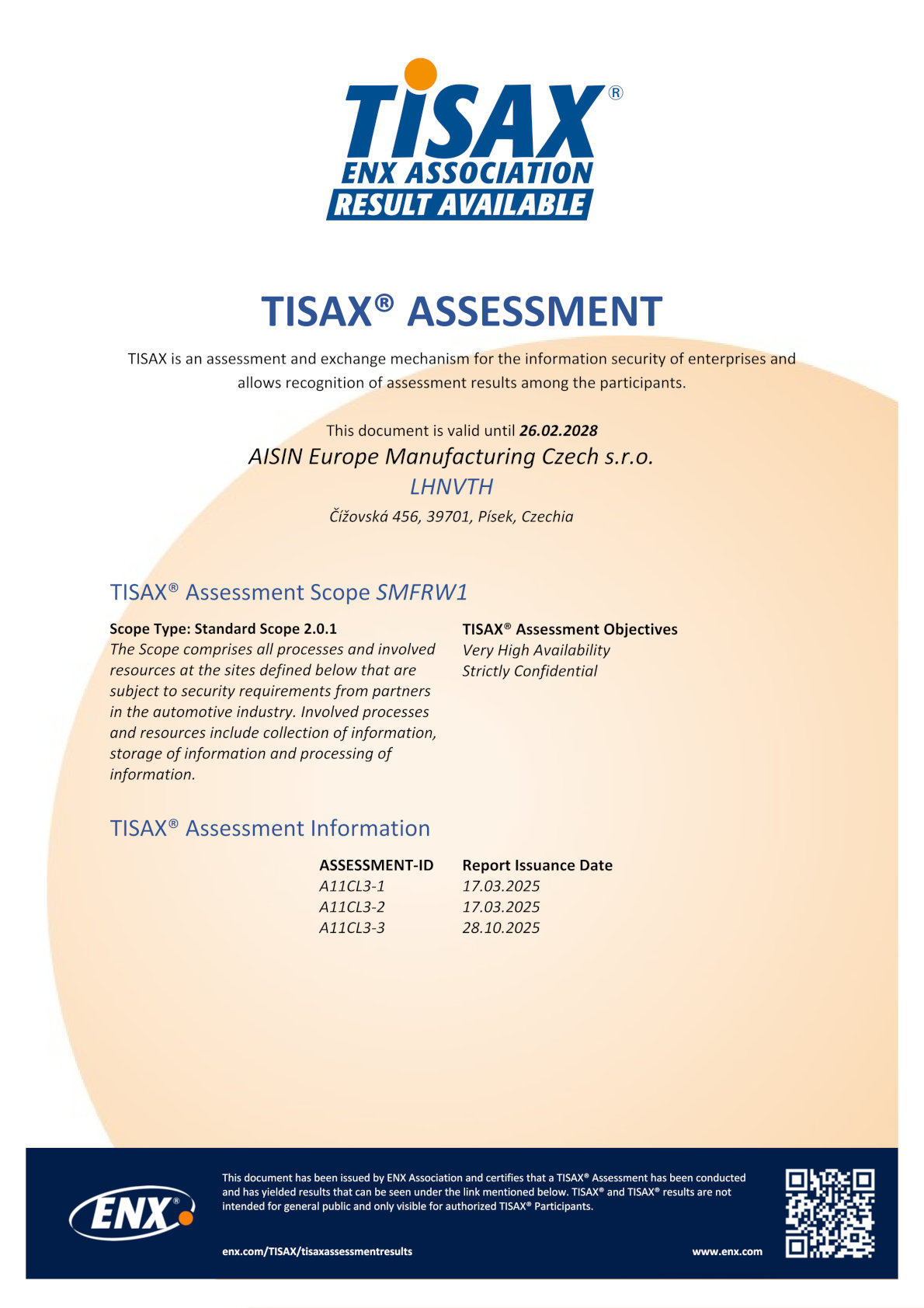 TISAX Assessment Scope SMFRW1